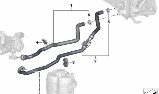 Mangueira de refrigerante OEM 64219398904 para BMW Z4 G29 M40i. BMW genuíno.