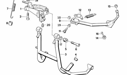 Béquille centrale OEM 46522310475 pour motos BMW K75, K100, K100 RS, K100 LT et plus. BMW Motorrad d'origine.