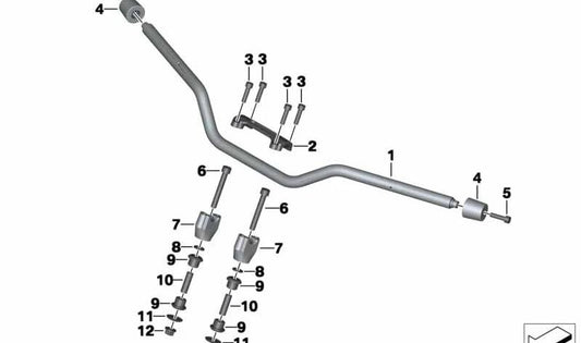 Manillar de tubo OEM 32718530421 para motos BMW F 700 GS (06/2012 - 07/2016). Original BMW Motorrad.