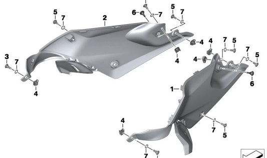 Tapa inferior depósito OEM 46638534274 para BMW Motorrad R 1200 R (RK53, 09/2014-07/2018), R 1250 R (RK53, 10/2018-10/2024). Original BMW Motorrad.