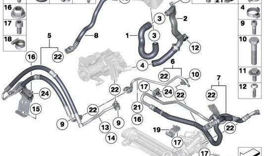 Expansionsschlauch für BMW 7 F04 -Serie (OEM 32416850668). Original BMW.