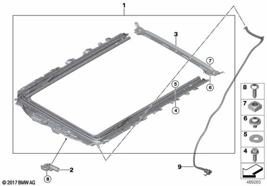 Panoramic roof frame for BMW G31, G31N (OEM 54107474478). Original BMW.