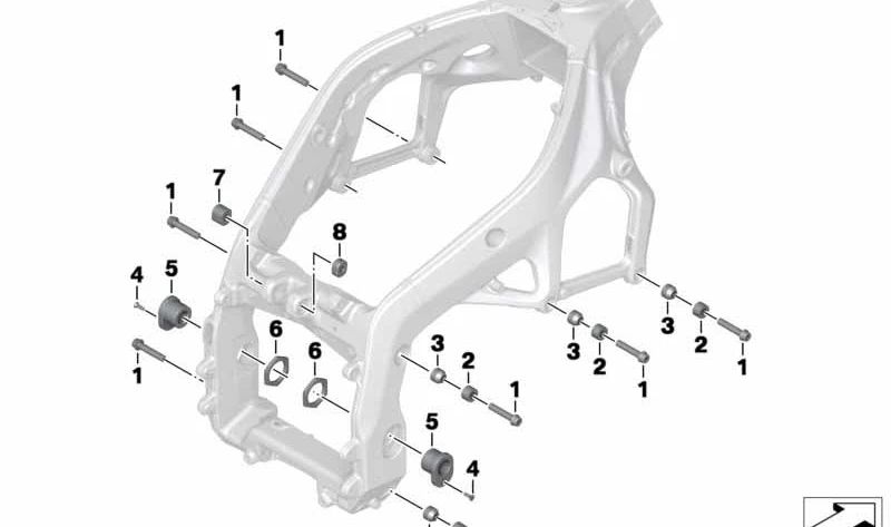 Alojamiento excéntrico derecho OEM 46518534994 para motos BMW K42 HP4, K46 S 1000 RR. Original BMW Motorrad.