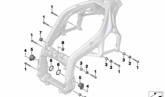 Casquillo punto giro basculante derecho OEM 46518548244 para motos BMW S 1000 RR (K46). Original BMW Motorrad.