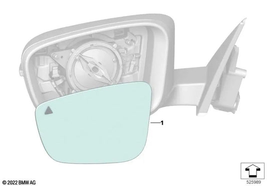 Left Wide Angle Heated Mirror Glass For BMW G42 G87 G20 G20N G21 G21N G28 G28N G80 G80N G81 G81N G22 G22N G23 G23N G26 G26E G26F G26N G82 G82N G83 G83N (OEM 51165A07753). Original BMW