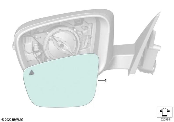 Cristal de espejo calefactado gran angular izquierdo para BMW G42, G87, G20, G20N, G21, G21N, G28, G28N, G80, G80N, G81, G81N, G22, G22N, G23, G23N, G26, G26E, G26F, G26N, G82, G82N, G83, G83N (OEM 51165A07753). Original BMW