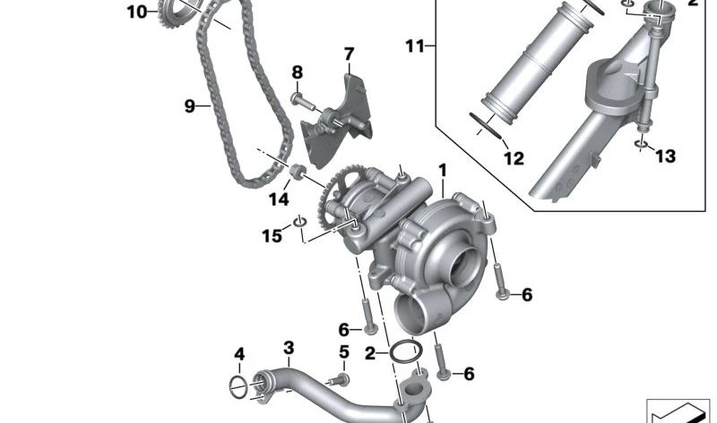 Cadena bomba de aceite OEM 11418568828 para BMW Motorrad M 1000 R (0E81, 0P51, 0P53), M 1000 XR (0E91), S 1000 R (0E51, 0P31, 0P33), M 1000 RR (0E71, 0P01), S 1000 RR (0E21, 0E61, 0P21, 0P23). Original BMW Motorrad.