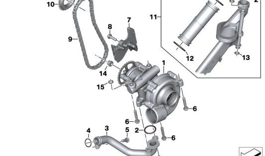 Cadena bomba de aceite OEM 11418568828 para BMW Motorrad M 1000 R (0E81, 0P51, 0P53), M 1000 XR (0E91), S 1000 R (0E51, 0P31, 0P33), M 1000 RR (0E71, 0P01), S 1000 RR (0E21, 0E61, 0P21, 0P23). Original BMW Motorrad.