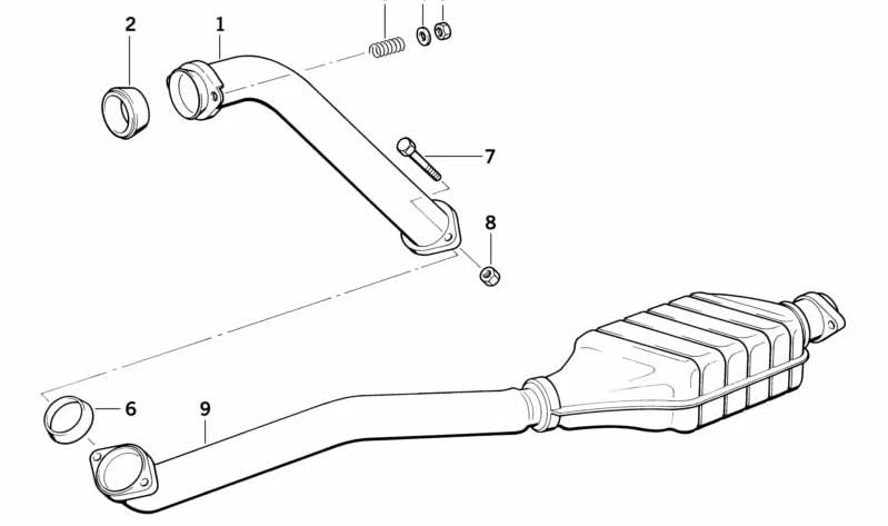Tubo de escape intermedio OEM 18112244592 para BMW E34. Original BMW.