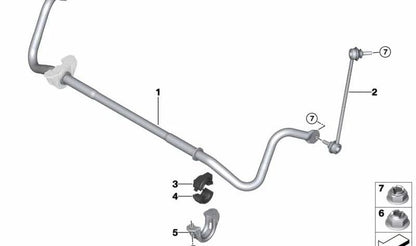 Barra estabilizadora delantera OEM 31352284760 para BMW F87 (M2 CS), F80 (M3), F82 (M4), F83 (M4 Cabrio). Original BMW.