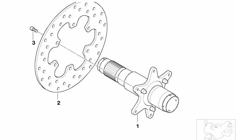 Árbol de accionamiento trasero con anillo sensor OEM 33177671718 para motos BMW F 650 CS. Original BMW Motorrad.