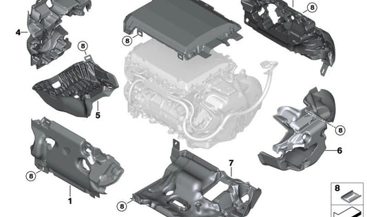 Heck -Hitze -Akustikkapsel für BMW X1 U11, U12, X2 U10, Mini U25 (OEM 17738490207). Original BMW