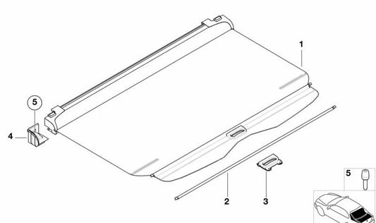 Toldo de protección contra miradas para BMW Serie 5 E39 (OEM 51478217308). Original BMW