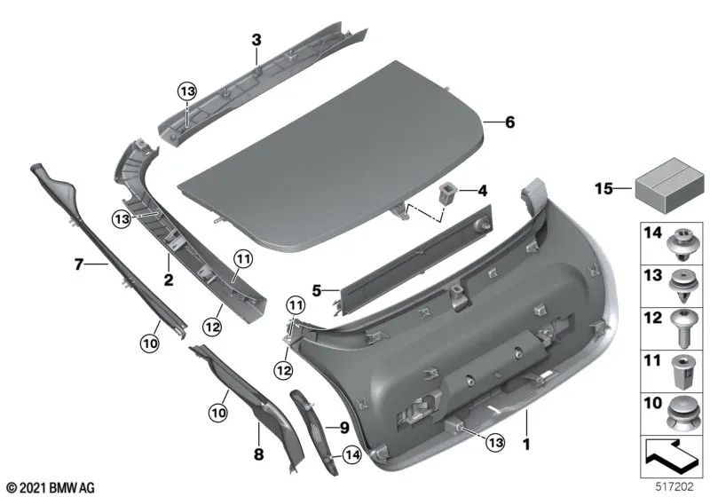 Rear Door Trim for BMW 4 Series G26 (OEM 51497487589). Original BMW.