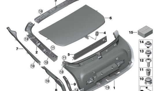 Revestimiento interior izquierdo maletero OEM 51497487587 para BMW G26 (420d, 420d xDrive, 420i, 430d xDrive). Original BMW.