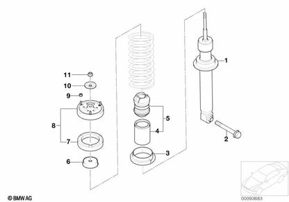 Arandela de muelle superior para BMW E60, E60N, E63, E63N, E64, E64N, E65, E66 (OEM 33536753765). Original BMW