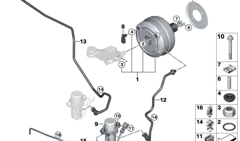 Vacuum pump OEM 34336857405 for BMW {i3 i01, i01n} and mini {r56}. Original BMW and Mini piece.