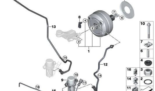 Vacuum pump OEM 34336857405 for BMW {i3 i01, i01n} and mini {r56}. Original BMW and Mini piece.