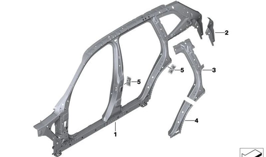 Lower reinforcement Pilar C Izquierdo OEM 41008737901 for BMW X3 {F97, F97N, G01, G01N, G08, G08E, G08F, G08N}. Original BMW.