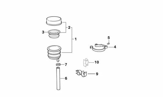 Depósito de líquido de freno trasero OEM 34312332916 para BMW Motorrad K 1200 LT, R 1200 C, R 1200 CL. Compatible con modelos KK58, R259C, RK30 (1998-2009). Recambio original BMW Motorrad.