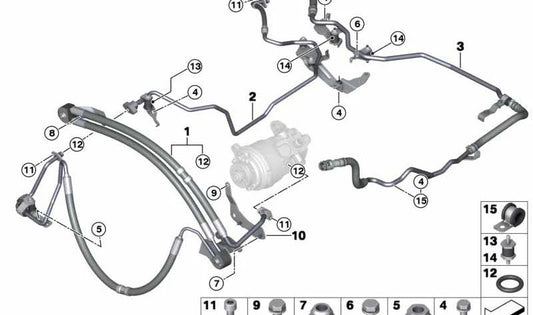 Adaptive Drive Oem 32416851281 Flexible Tube for BMW X5 E70, F15 and BMW X6 E71, F16. Hydraulic steering system piece. Original BMW.