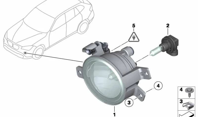 Faros antiniebla izquierdo OEM 63172993525 para BMW E84. Original BMW.