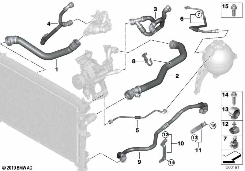 Kältemittel -Pumpenrohr für BMW G05 (OEM 17128579339). Original BMW