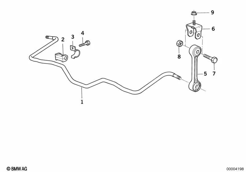 Suporte ao estabilizador para BMW E30, E36, E28, E24, E31 (OEM 33551129195). BMW original.