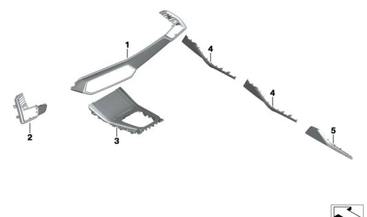 Front right door interior moulding "Fineline" OEM 51417996862 for BMW G05, F95, G07. Original BMW.