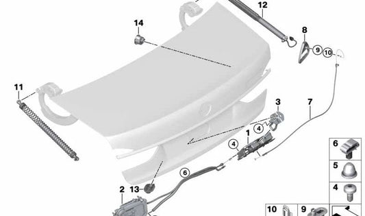 Muelle de cierre del maletero OEM 51248499564 para BMW G11, G12. Original BMW.
