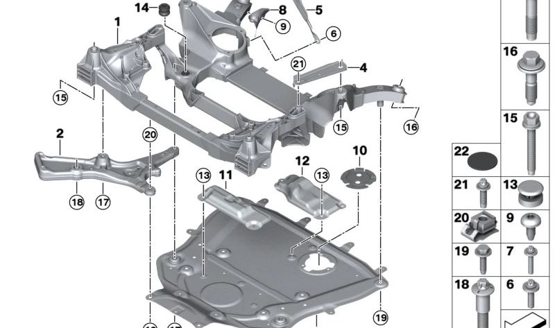 Vorderachsträger for BMW 7 Series G70 (OEM 31106861970). Genuine BMW.