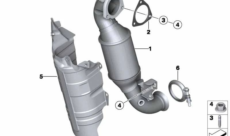 Chapa de calorífugo OEM 18307595606 para MINI R56, R56 LCI, Clubman R55, Cabrio R57, Coupé R58, Roadster R59, Countryman R60, Paceman R61... y más. Original MINI.