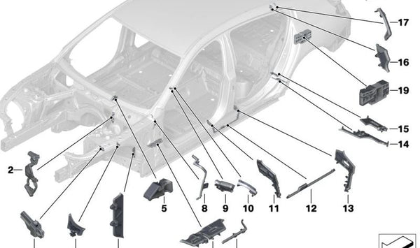 Revestimiento interior pilar A izquierdo OEM 41007445631 para BMW F92, F93, G15, G16. Original BMW.