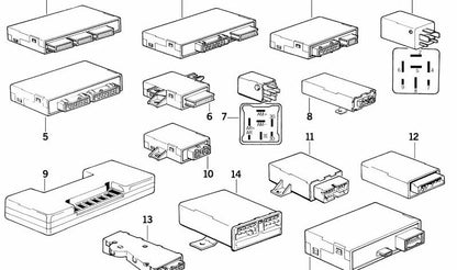 Módulo puerta del acompañante OEM 61356957041 para BMW E31 840Ci, 840i, 850CSi. Compatible con versiones manuales y automáticas. Original BMW.