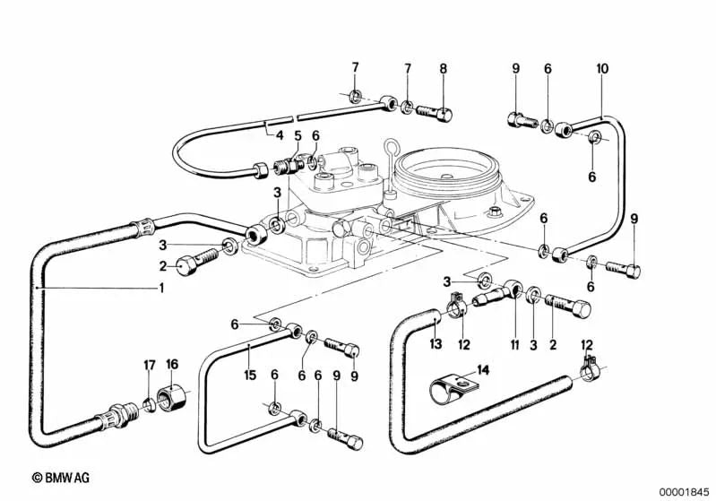 Linha de retorno de combustível para BMW 3 E21 Series, 5 E12 E12 (OEM 13311264815). BMW original.