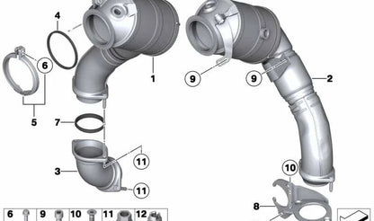 Junta tórica de escape OEM 18307577959 para BMW (F07, F10, F11, F12, F13, F01, F02, F04, E70, E71, E72). Original BMW.