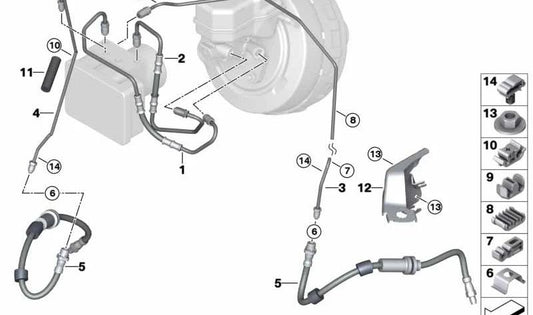 OEM Brake Pipe 34326853505 for BMW E81, E82, E87, E88, E90, E91, E92, E93. Genuine BMW