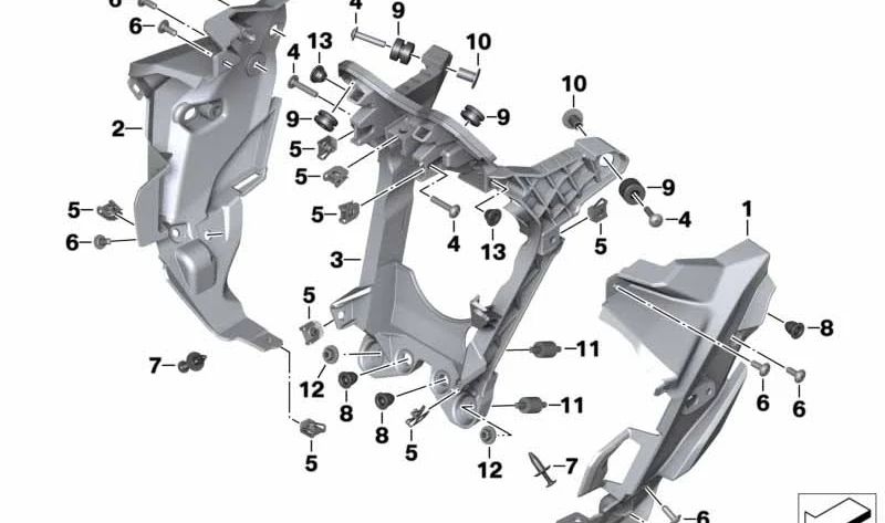 Soporte revestimiento frontal OEM 46638546236 para motos BMW F 800 R (K73). Original BMW Motorrad.