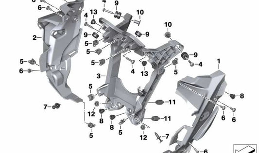 Suporte de revestimento frontal OEM 46638546236 para motocicletas BMW F 800 R (K73). BMW Motorrad original.