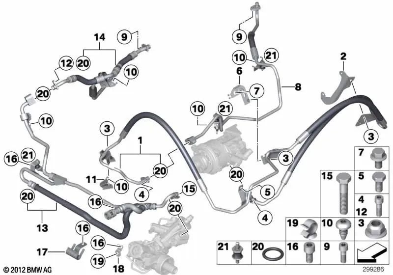 Dynamic Drive Return Pipe for BMW F07, F10, F11, F06, F12, F13, F01N, F02N (OEM 32416793551). Original BMW.