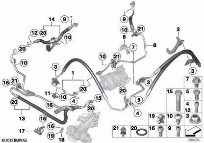 Dynamic Drive Return Pipe for BMW F07, F10, F11, F06, F12, F13, F01N, F02N (OEM 32416793551). Original BMW.
