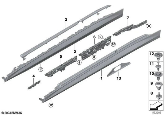 Door sill trim upper right for BMW G60, G61 (OEM 51778084762). Original BMW.