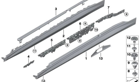 Rechts lateraler Rockhalter für BMW G60, G61 (OEM 51775A37262). Original BMW