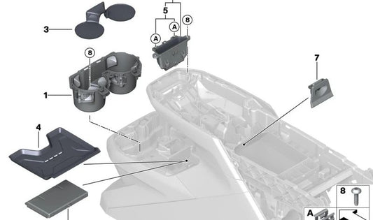 Alfombrilla antideslizante para hueco consola central OEM 51169462665 para BMW iX (I20). Pieza original BMW.