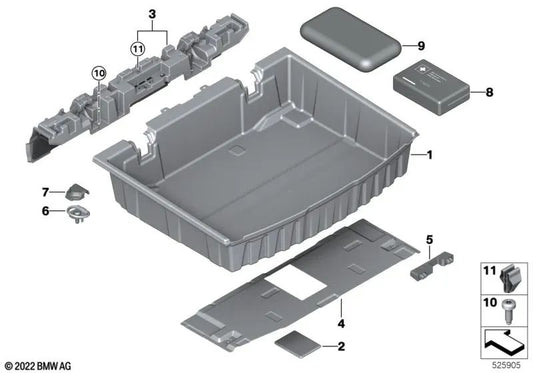 Trunk floor storage tray for BMW U11 (OEM 51479462024). Original BMW.