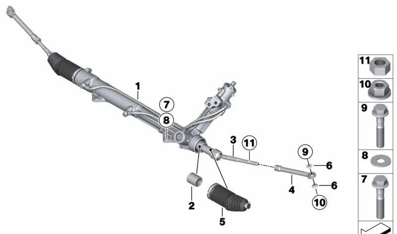 Kit de reparación fuelle dirección OEM 32106779622 para BMW E70, F15, E71, F16, G32. Compatible con X5, X6 y Serie 6 GT. Repuesto original BMW.