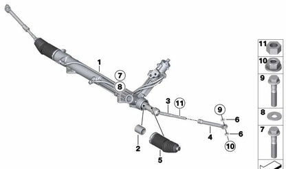 Kit de reparación fuelle dirección OEM 32106779622 para BMW E70, F15, E71, F16, G32. Compatible con X5, X6 y Serie 6 GT. Repuesto original BMW.