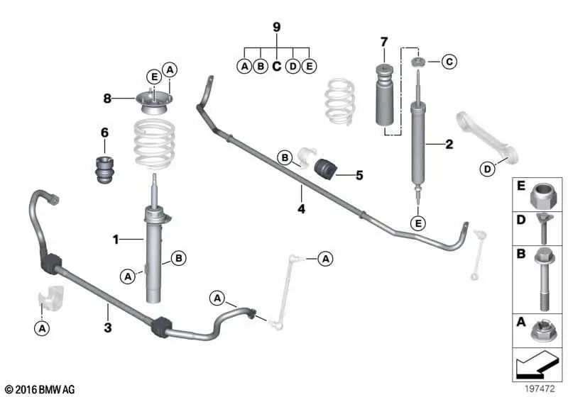 Amortecedor dianteiro esquerdo para BMW Série 3 E91, E91N, E93N (OEM 31316786011). BMW original