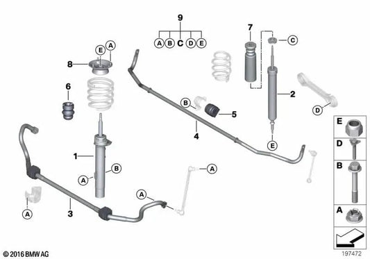 Amortecedor dianteiro esquerdo para BMW Série 3 E91, E91N, E93N (OEM 31316786011). BMW original
