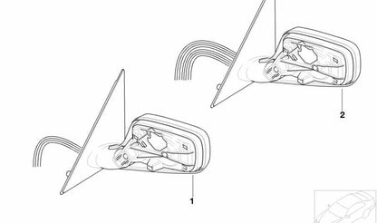 Espejo retrovisor derecho sin cristal, calefactable OEM 51167190182 para BMW Serie 7 E65, E66 (todos los modelos compatibles). Original BMW.